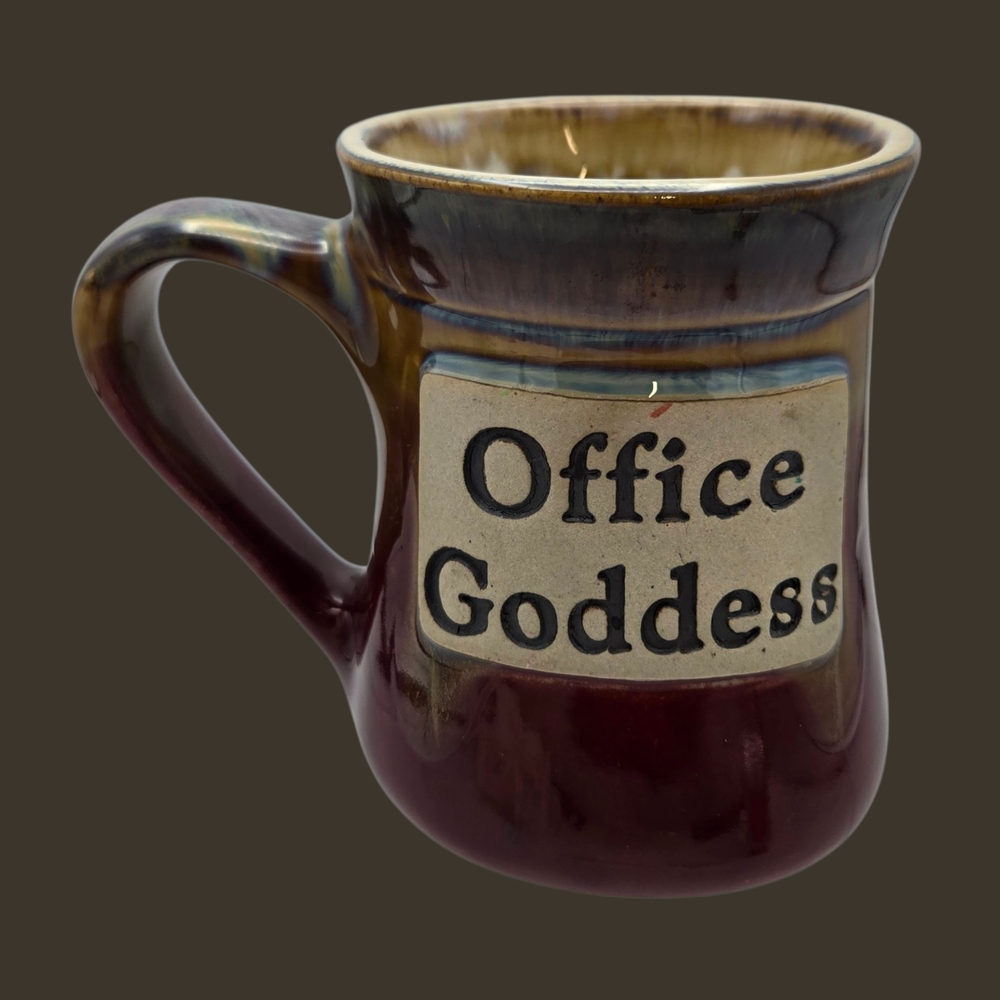 Handcrafted Oversized Drip Glazed Pottery Office Goddess Coffee Mug Pencil Cup